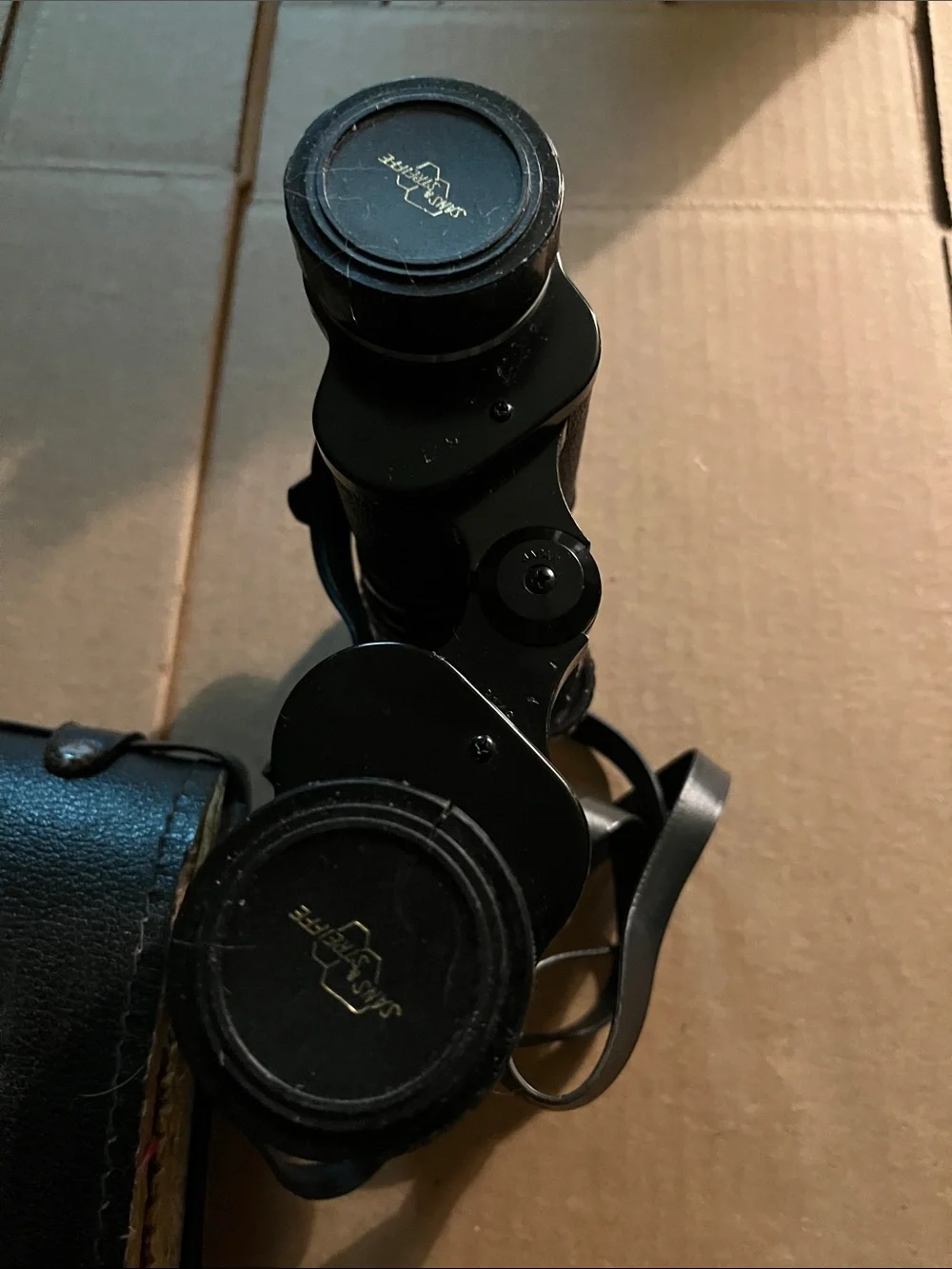 Black Binoculars with Carry Case - Compact Outdoor Optics Sans & Striffe